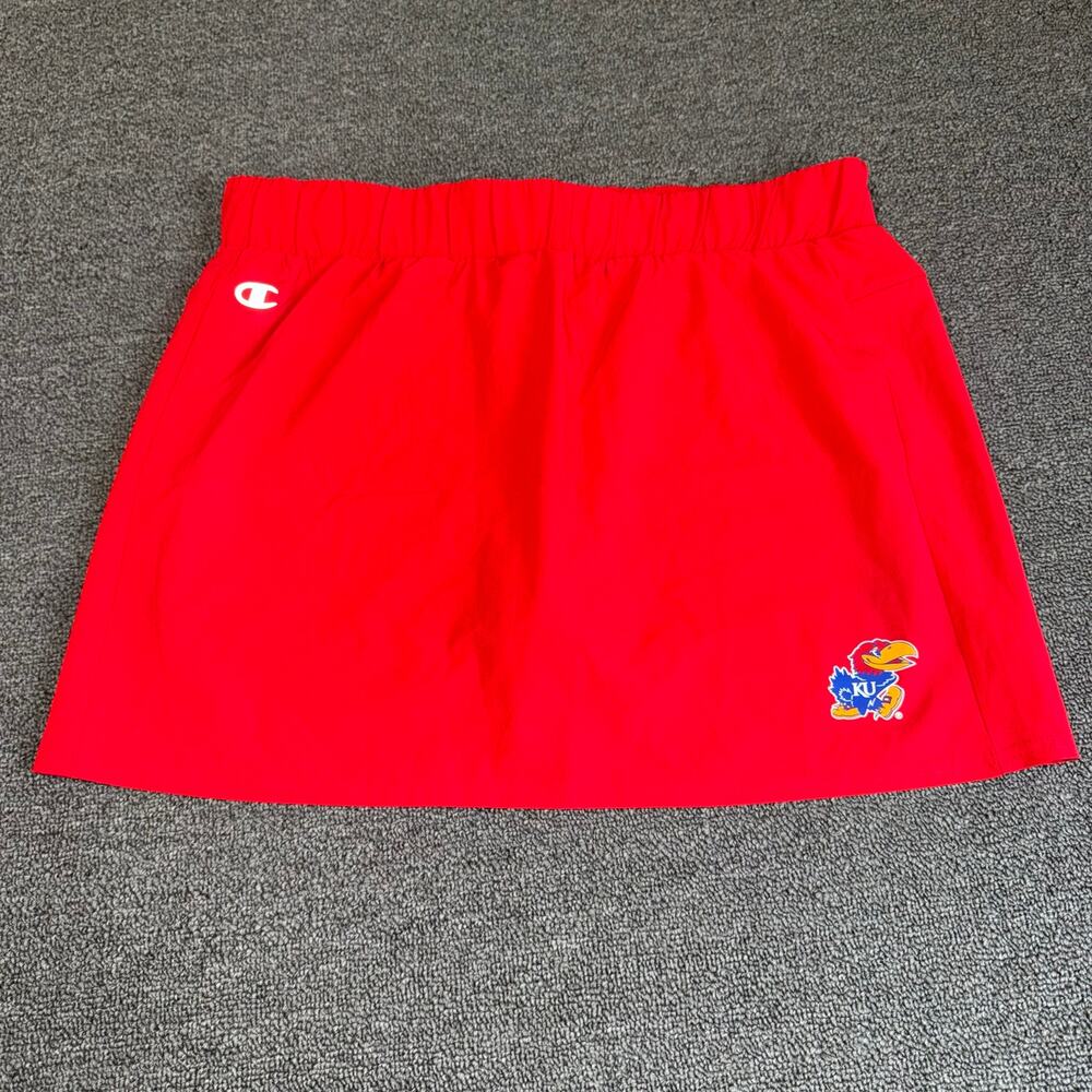 NWT Champion Kansas Jayhawks Skort Skirt Women Medium Red Athletic Tennis Preppy